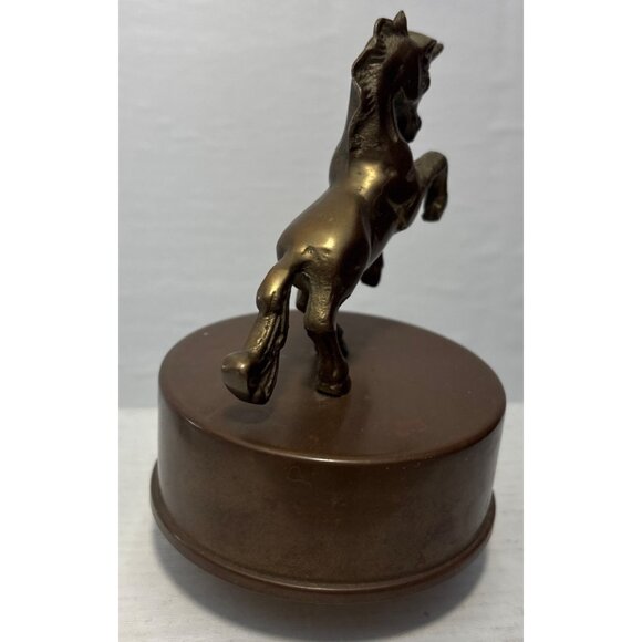Vintage Brass Unicorn Figurine With Round Base 5" Tall Plays Beethoven Fur Elise - Picture 3 of 7